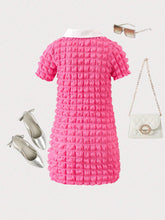Young Girl Sweet & Cool Y2K Bubble Plaid Polo Dress